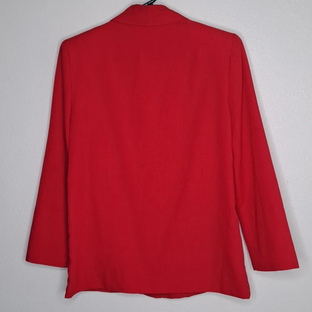 Vintage Block Island by Marina Pappas Red Blazer Suit Jacket 6 Petite Pockets - Picture 2 of 12